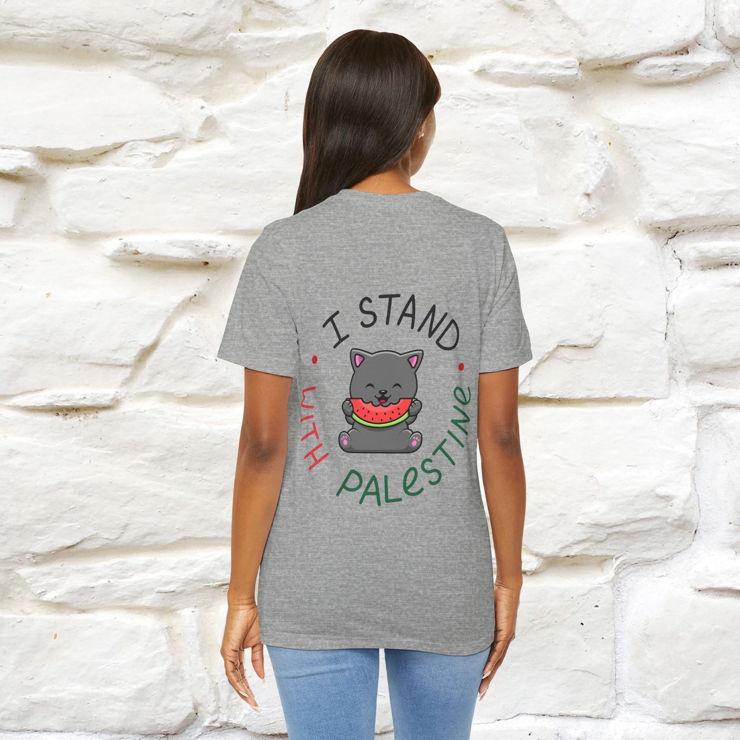 "I Stand With Palestine" Cat T-shirt for Men & Women | Front & Back Design | 100% Cotton*