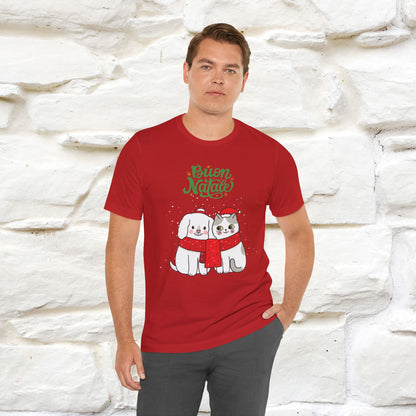 Buon Natale Cat and Dog T-shirt for Men & Women | 100% Cotton* 🐾 | Festive Holiday Shirt