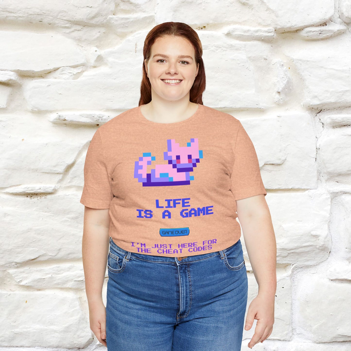 "Life Is A Game, I Am Just Here Fo The Cheat Code" Funny Cat T-Shirt for Men & Women | 100% Cotton*