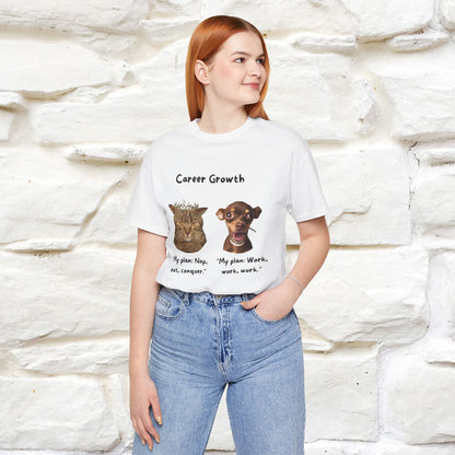 "Career Growth: Cat vs. Dog" Funny T-Shirt for Men & Women | 100% Cotton* 🐾