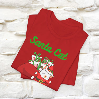 Santa Cat Christmas T-Shirt | Cat Lover Holiday Tee for Men & Women – 100% Cotton* | Meowy Christmas Collection