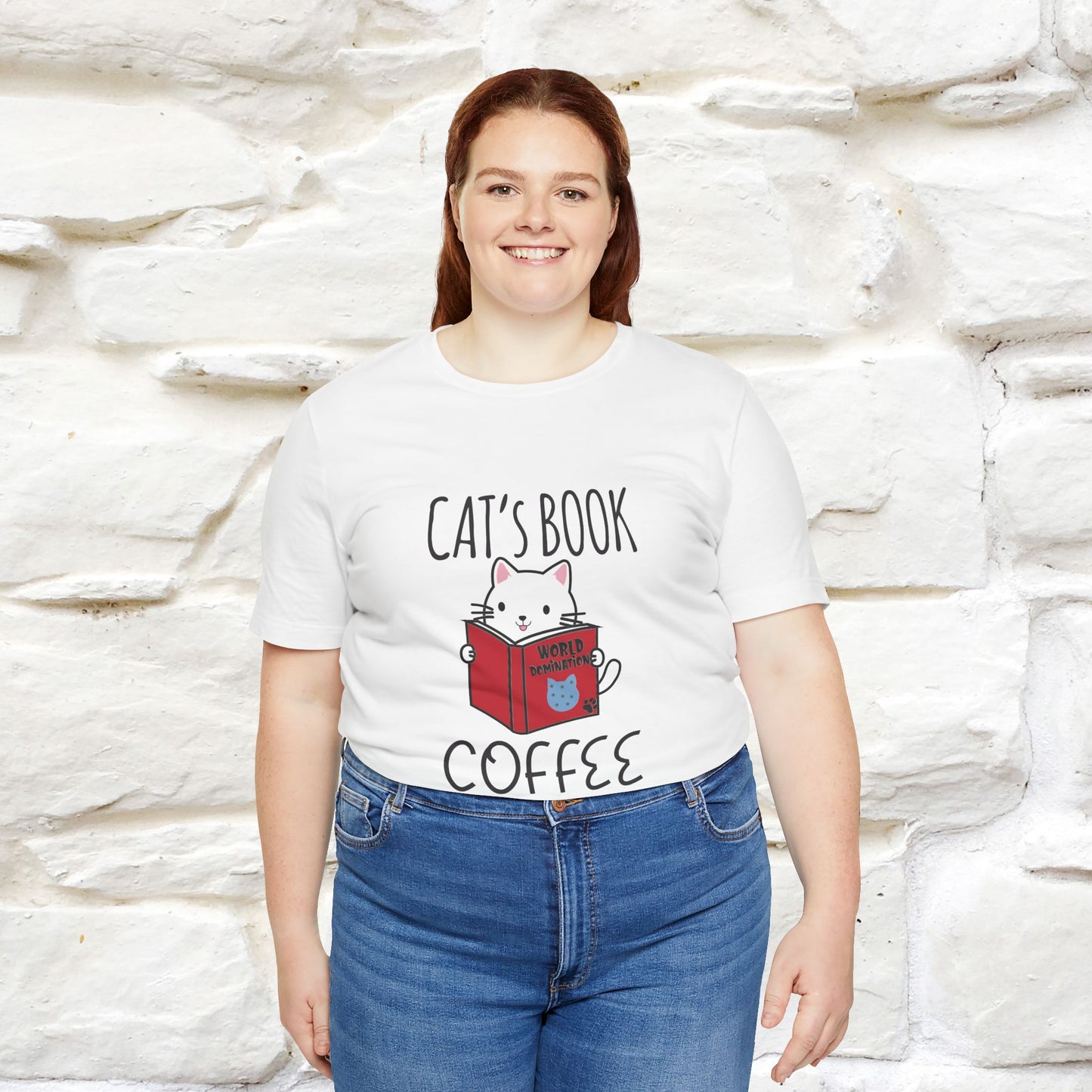 "Cat's Book Coffee" Cat T-Shirt for Men & Women | 100% Cotton* | Cozy Vibes for Book & Cat Lovers