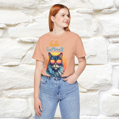 ''Hello Summer'' Cat T-shirt for Women 100% Cotton* - Nunu&Miao Studio