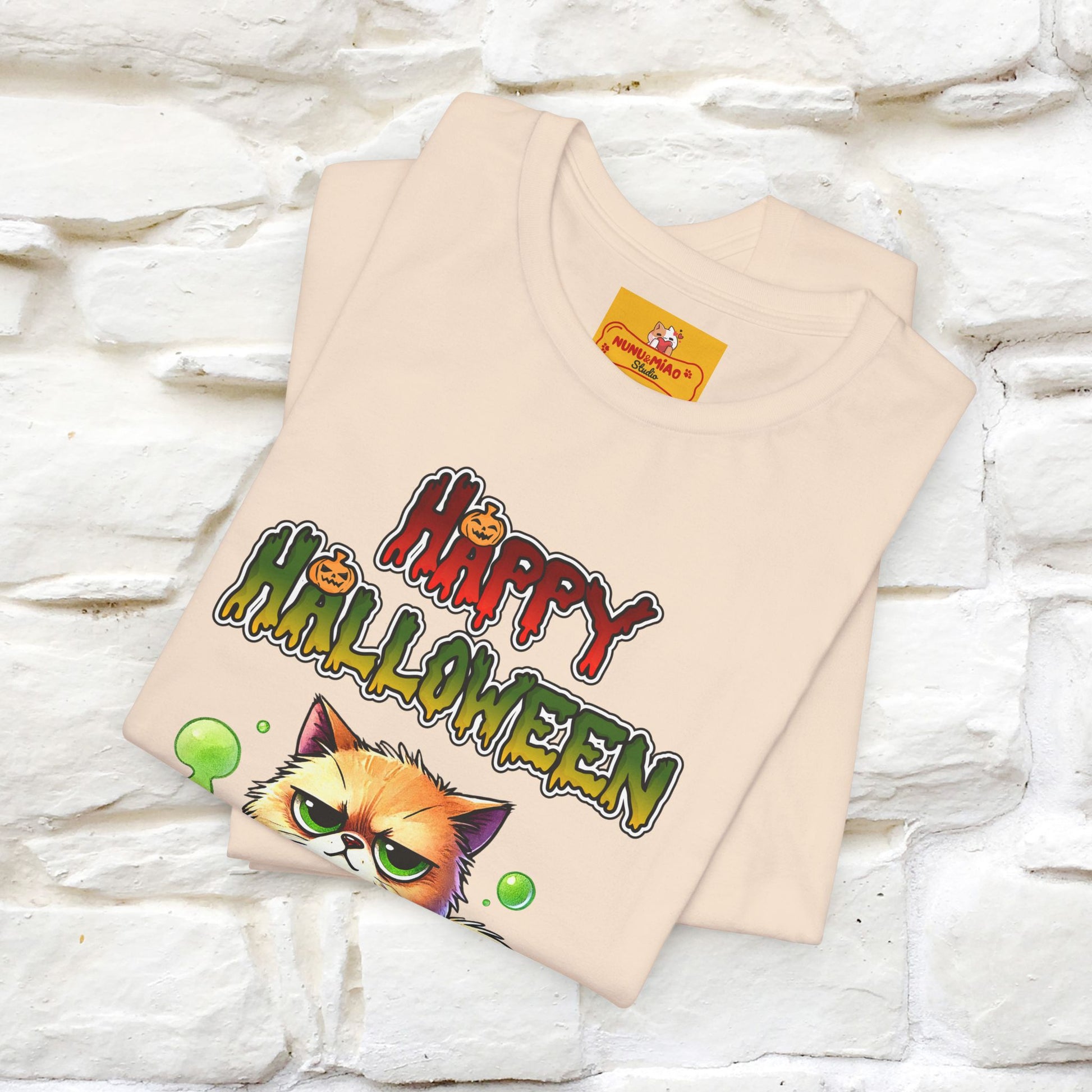 "Angry Cat Happy Halloween" Cat  T-shirt |Nunu&Miao Studio - Nunu&Miao Studio