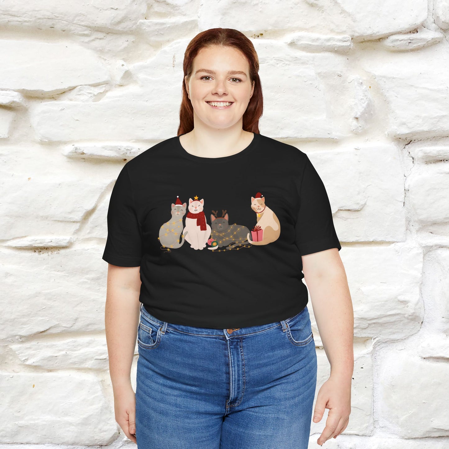 “Cat Family Christmas T-Shirt | Festive Cat Shirt for Men & Women | 100% Cotton”