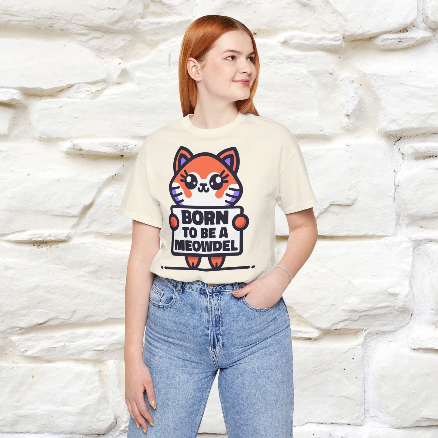 ''Born To Be A Meowdel''  Cat T-shirt for Women 100% Cotton* - Nunu&Miao Studio