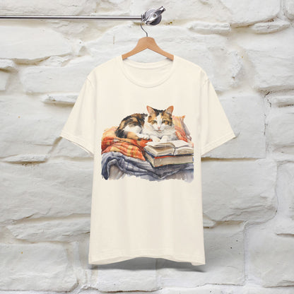 "Literary Catnap" T-shirt for Women 100% Cotton* - Nunu&Miao Studio