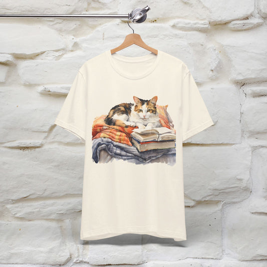 "Literary Catnap" T-shirt for Women 100% Cotton* - Nunu&Miao Studio