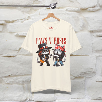 Paws N' Roses T-Shirt | Rock-Inspired Cat Lover Tee for Men & Women | 100% Cotton*