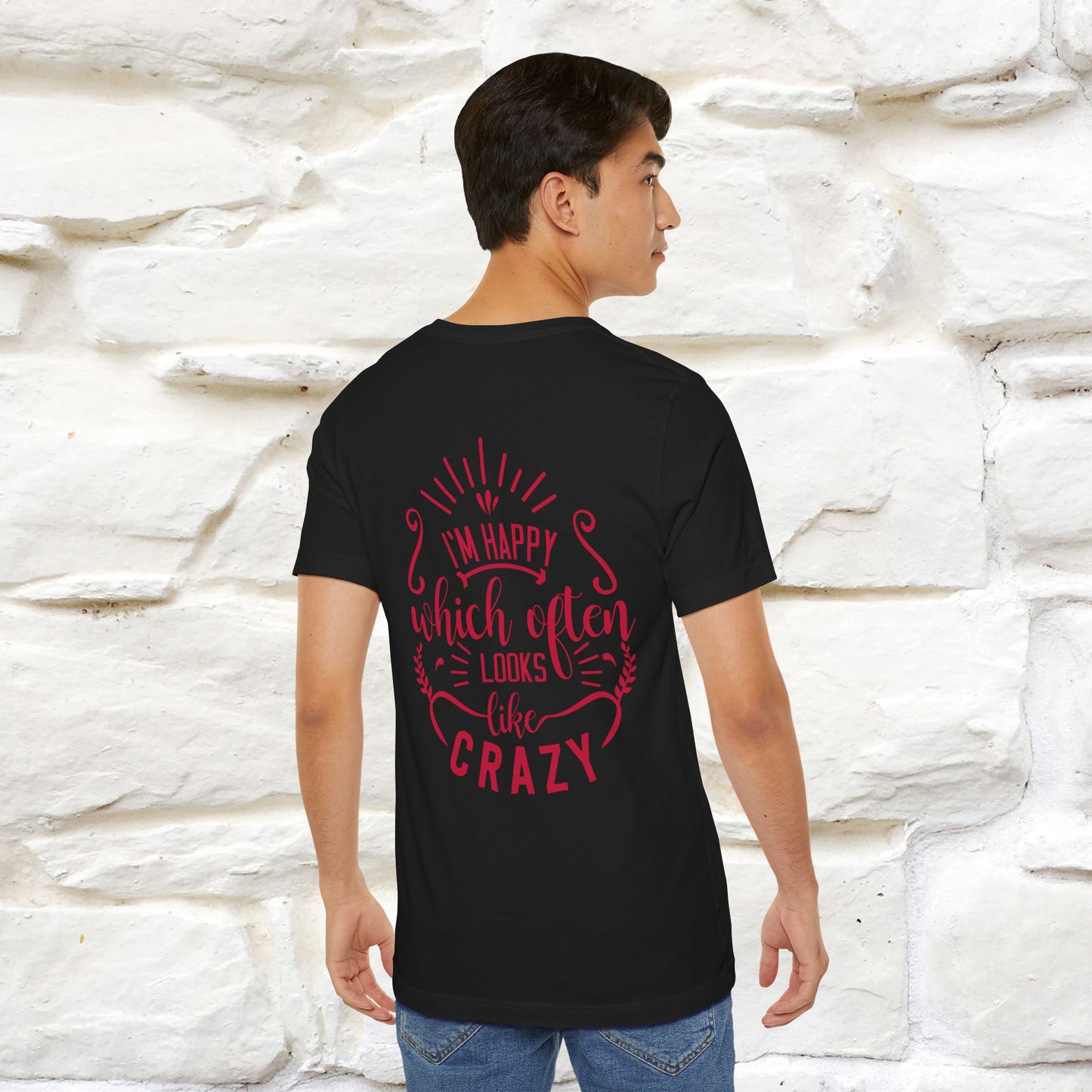 "I’m Happy, Which Often Looks Like Crazy" Cat T-Shirt| Front & Back Design | Nunu&Miao Studio