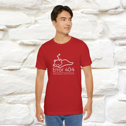 ''Error 404 Motivation Not Found'' Cat T-Shirt Front and Back Design | Nunu&Miao Studio