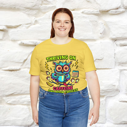 ''Thriving On Caffeine And Poor Choices''|  Sarcastic Cat T-Shirt | Nunu&Miao Studio