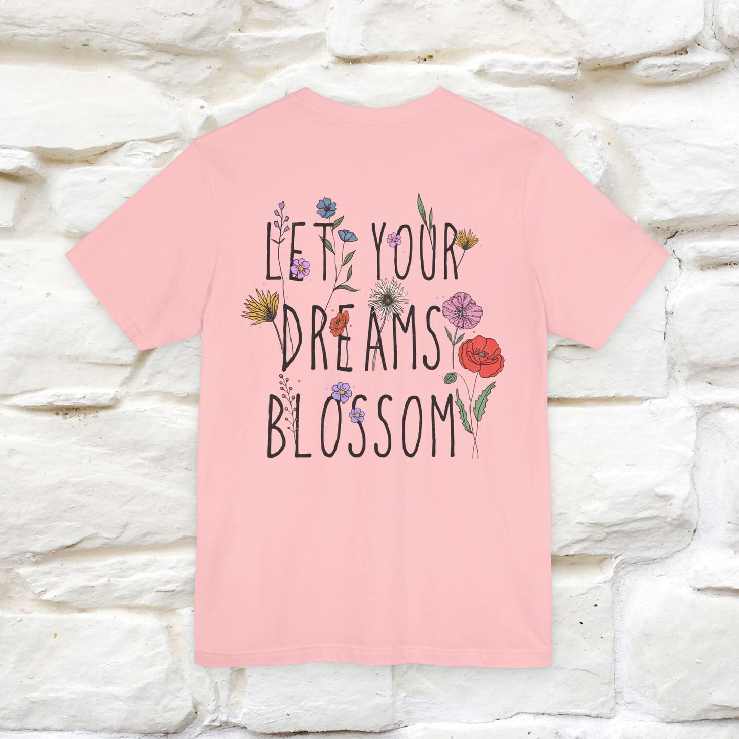 "Let Your Dreams Blossom'' Cat T-Shirt Front and Back Design | Nunu&Miao Studio