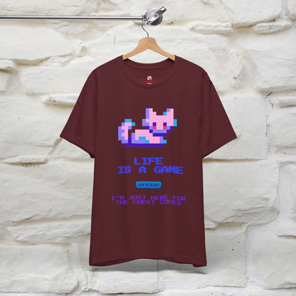 "Life Is A Game, I Am Just Here Fo The Cheat Code" Funny Cat T-Shirt for Men & Women | 100% Cotton* - Nunu&Miao Studio