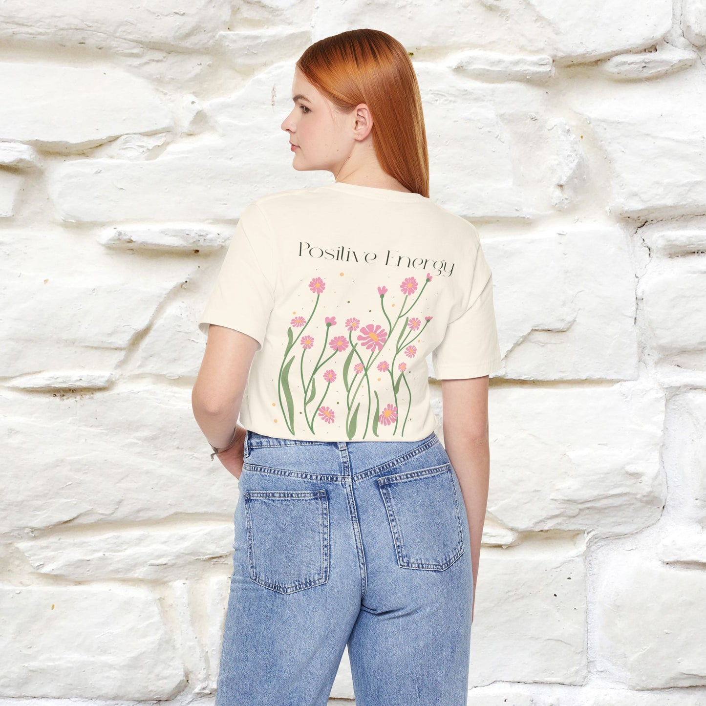 "Positive Energy'' Cat T-Shirt Front and Back Design | Nunu&Miao Studio