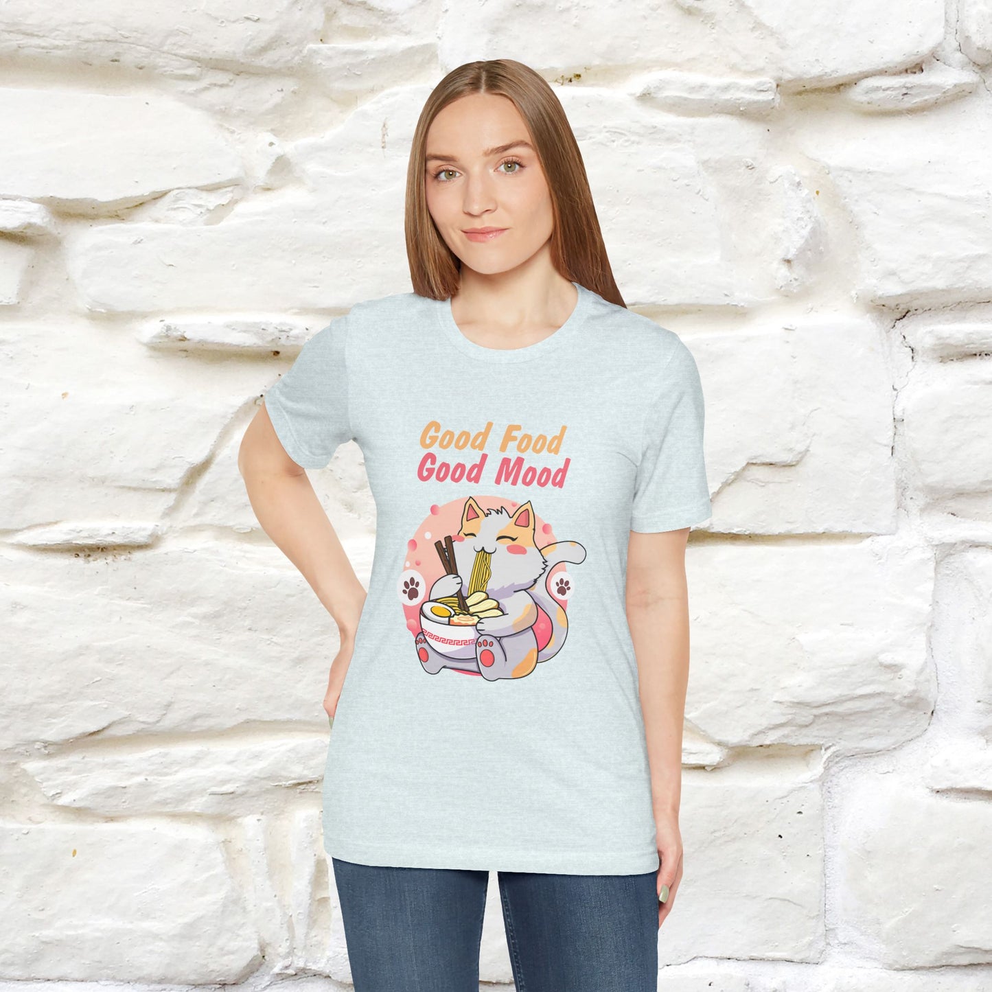 "Good Food Good Mood" Cat T-shirt for Men & Women | 100% Cotton*