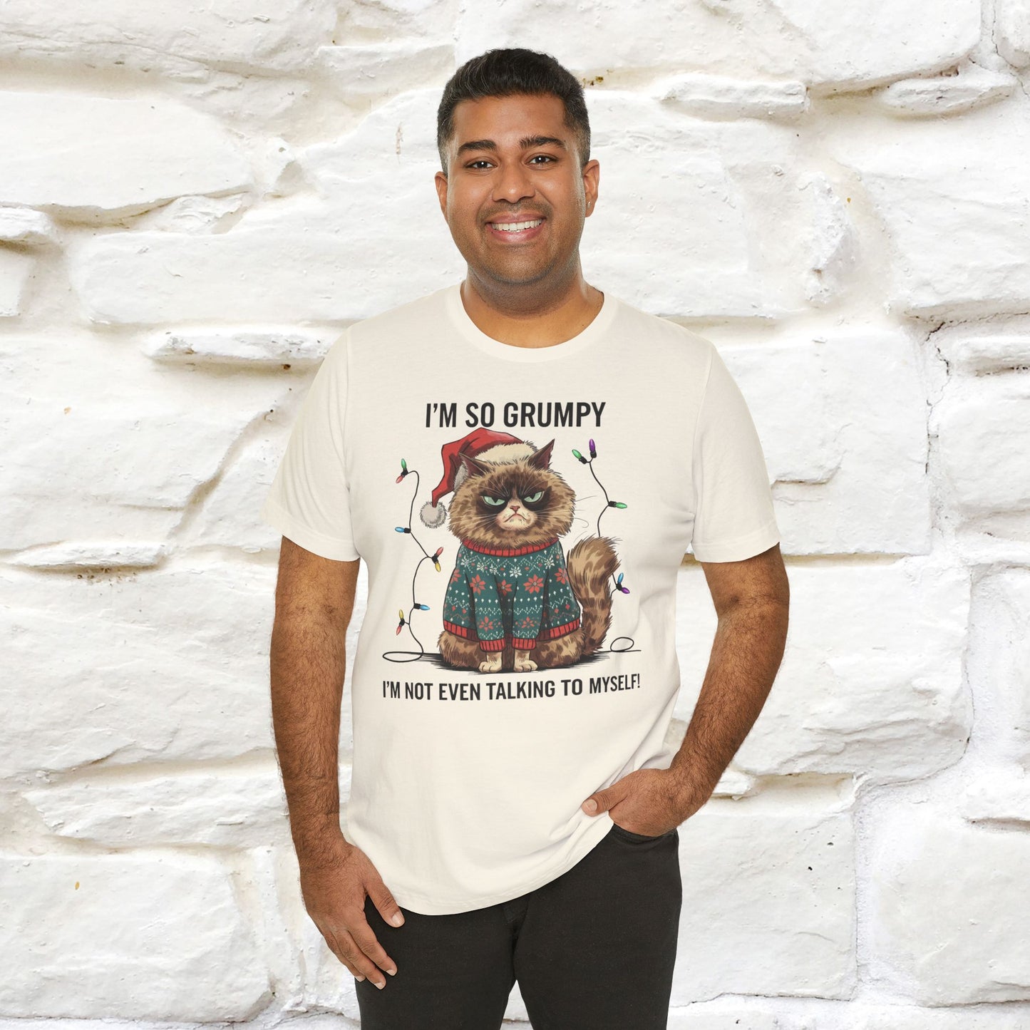 I'm So Grumpy, I'm Not Even Talking to Myself | Funny Cat Christmas Shirt for Men & Women | 100% Cotton