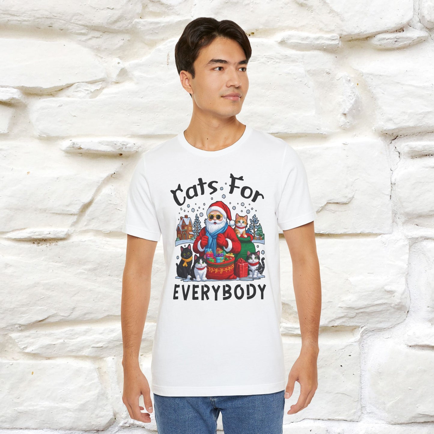 Cats For Everybody T-Shirt | Festive Cat Christmas Shirt for Men & Women | 100% Cotton