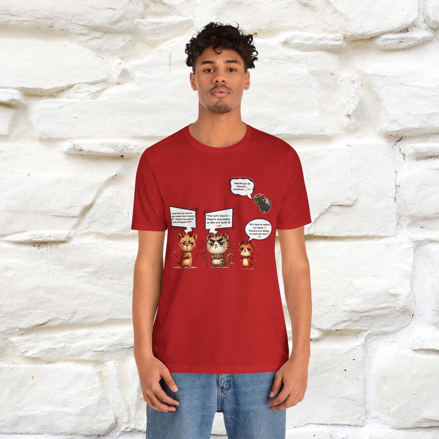 "Humans Are Way Ahead In The Evil Game! 😈😼" Cat  T-shirt |Nunu&Miao Studio