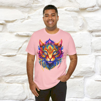 ''Fire Rainbow Cat'' T-shirt for Man 100% Cotton. - Nunu&Miao Studio