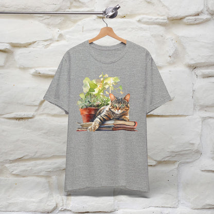 "Feline Bibliophile" T-shirt for Women 100% Cotton* - Nunu&Miao Studio