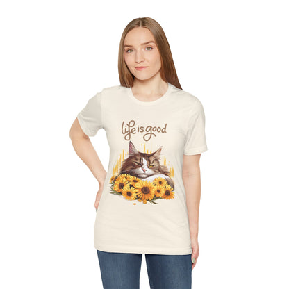 "Life Is Good" Cat T-Shirt for Women | 100% Cotton* 🐾