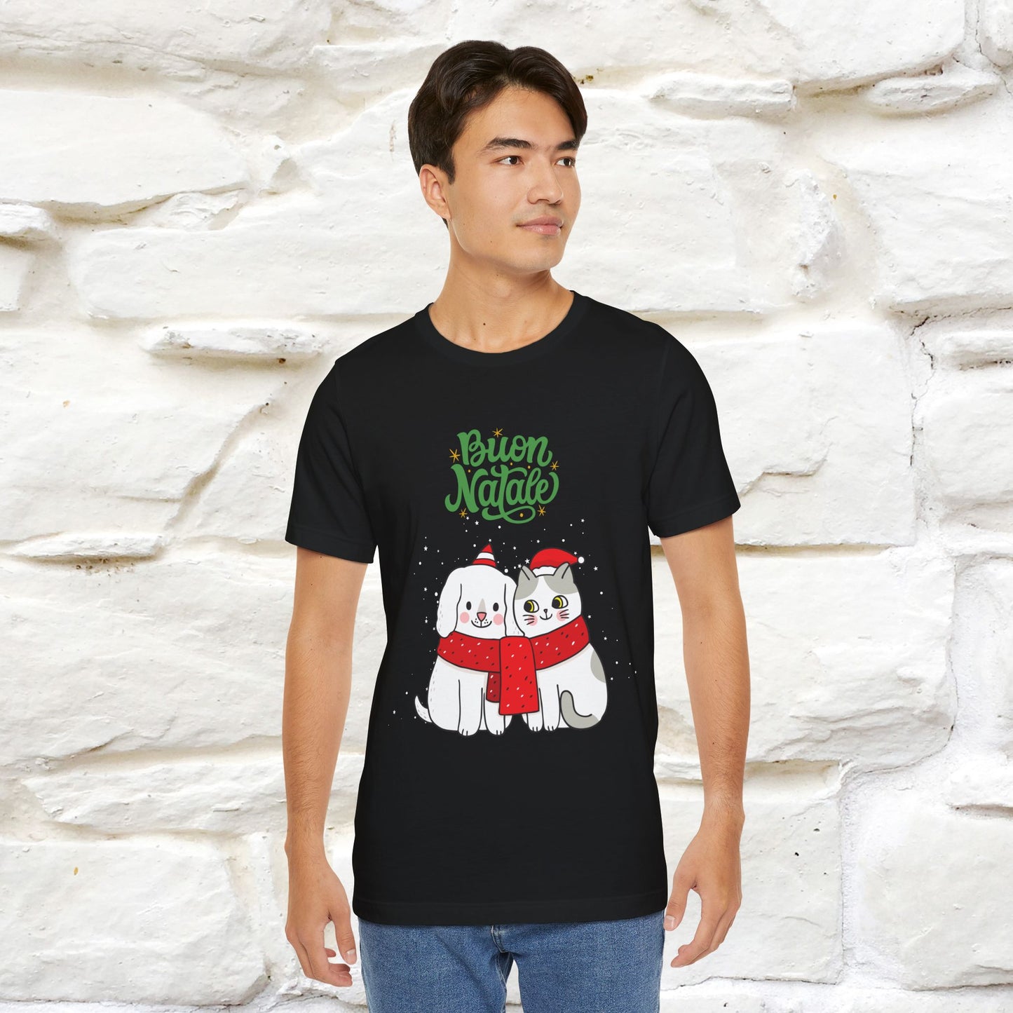 Buon Natale Cat and Dog T-shirt for Men & Women | 100% Cotton* 🐾 | Festive Holiday Shirt