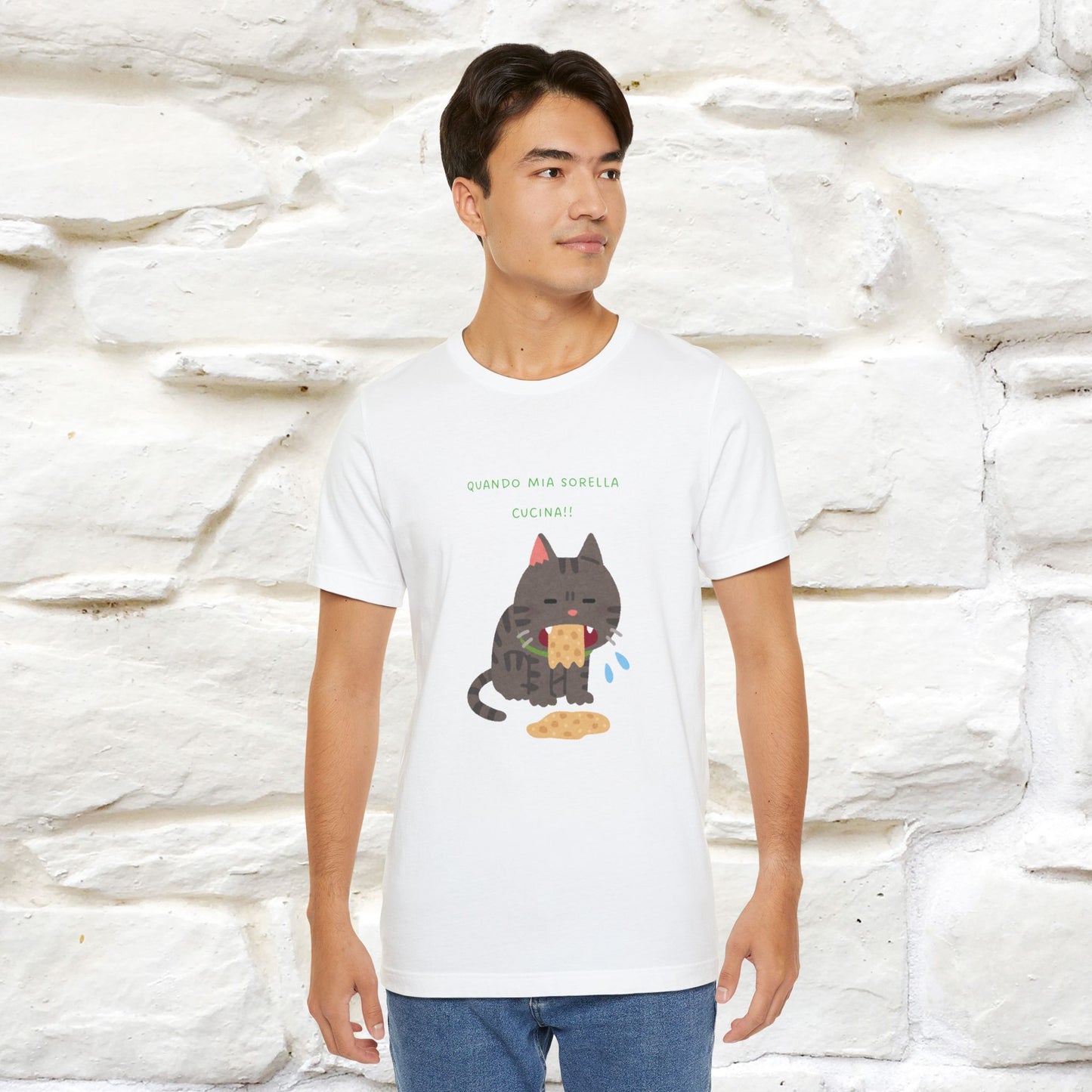 "Quando Mia Sorella Cucina" Funny Cat T-shirt for Men & Women | 100% Cotton* 🐾 | Hilarious Sibling Cat Tee