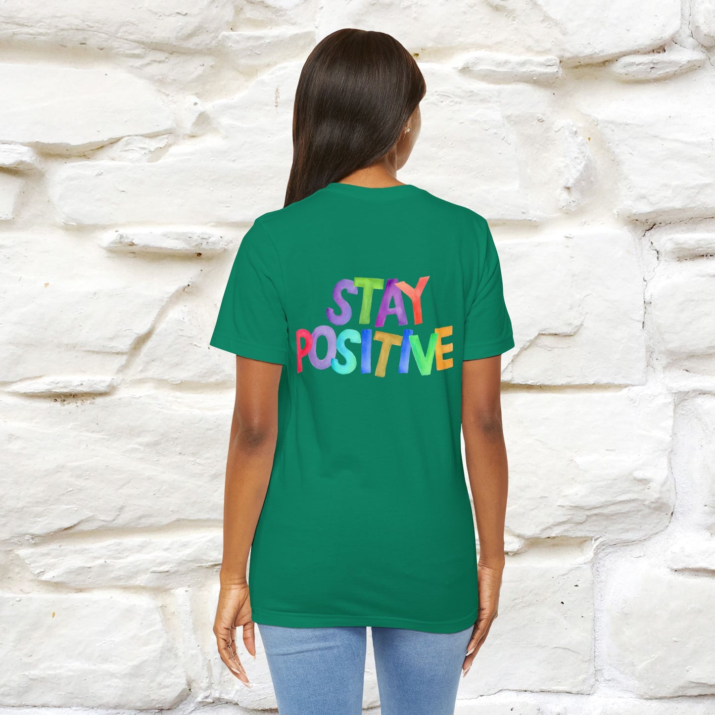"Stay Positive'' Cat T-Shirt | Front & Back Design | Nunu&Miao Studio
