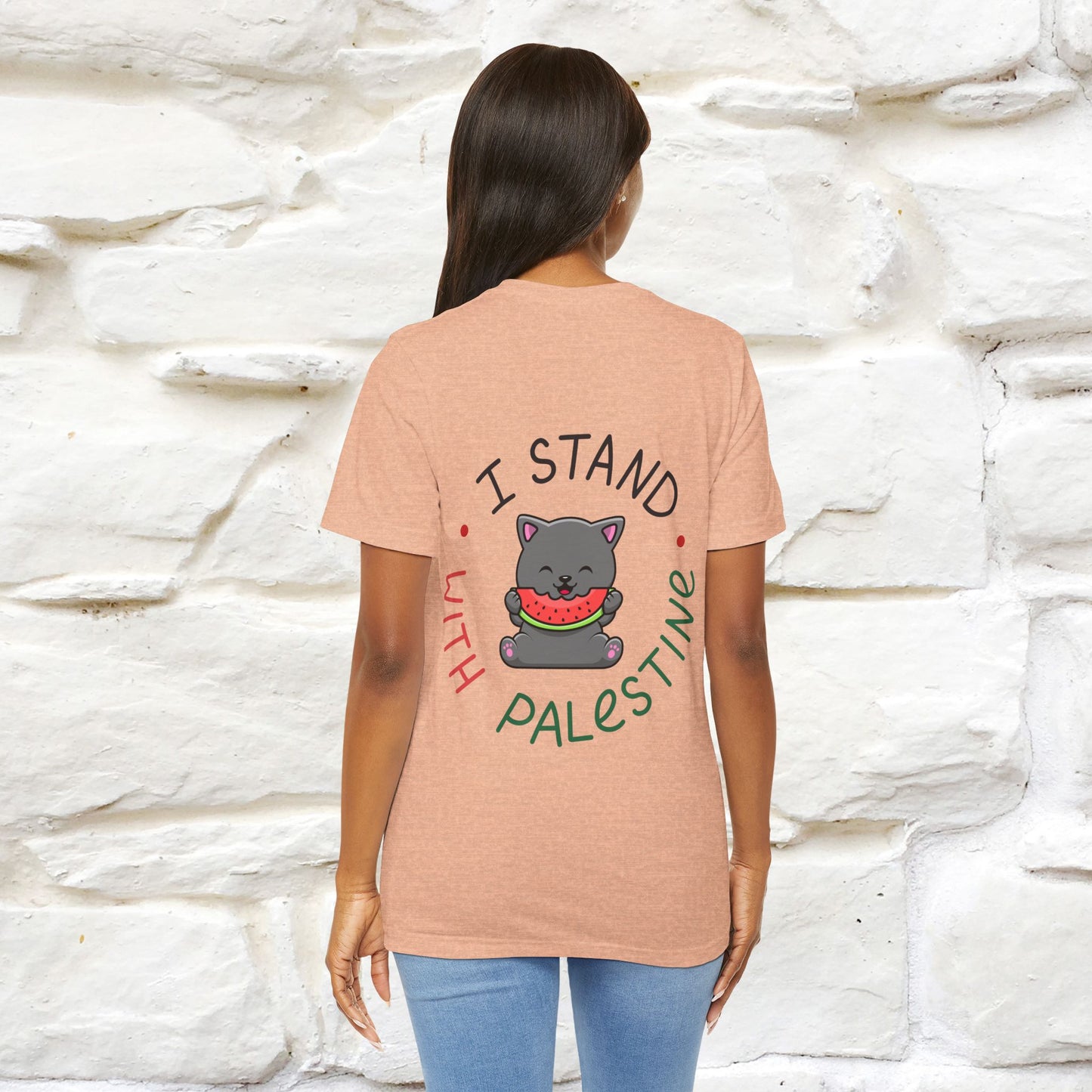 "I Stand With Palestine" Cat T-shirt for Men & Women | Front & Back Design | 100% Cotton*