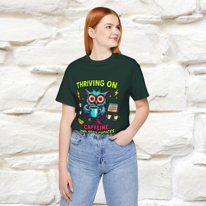 ''Thriving On Caffeine And Poor Choices''|  Sarcastic Cat T-Shirt | Nunu&Miao Studio