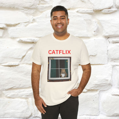 "Catflix" Cat T-shirt for Men & Women| 100% Cotton* 🐾