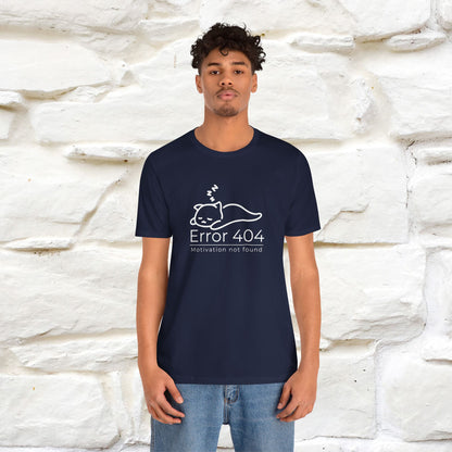 ''Error 404 Motivation Not Found'' Cat T-Shirt Front and Back Design | Nunu&Miao Studio