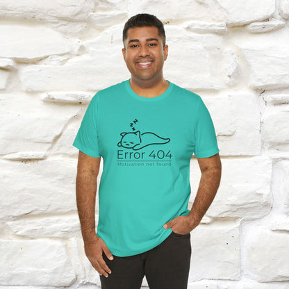 ''Error 404 Motivation Not Found'' Cat T-Shirt Front and Back Design | Nunu&Miao Studio