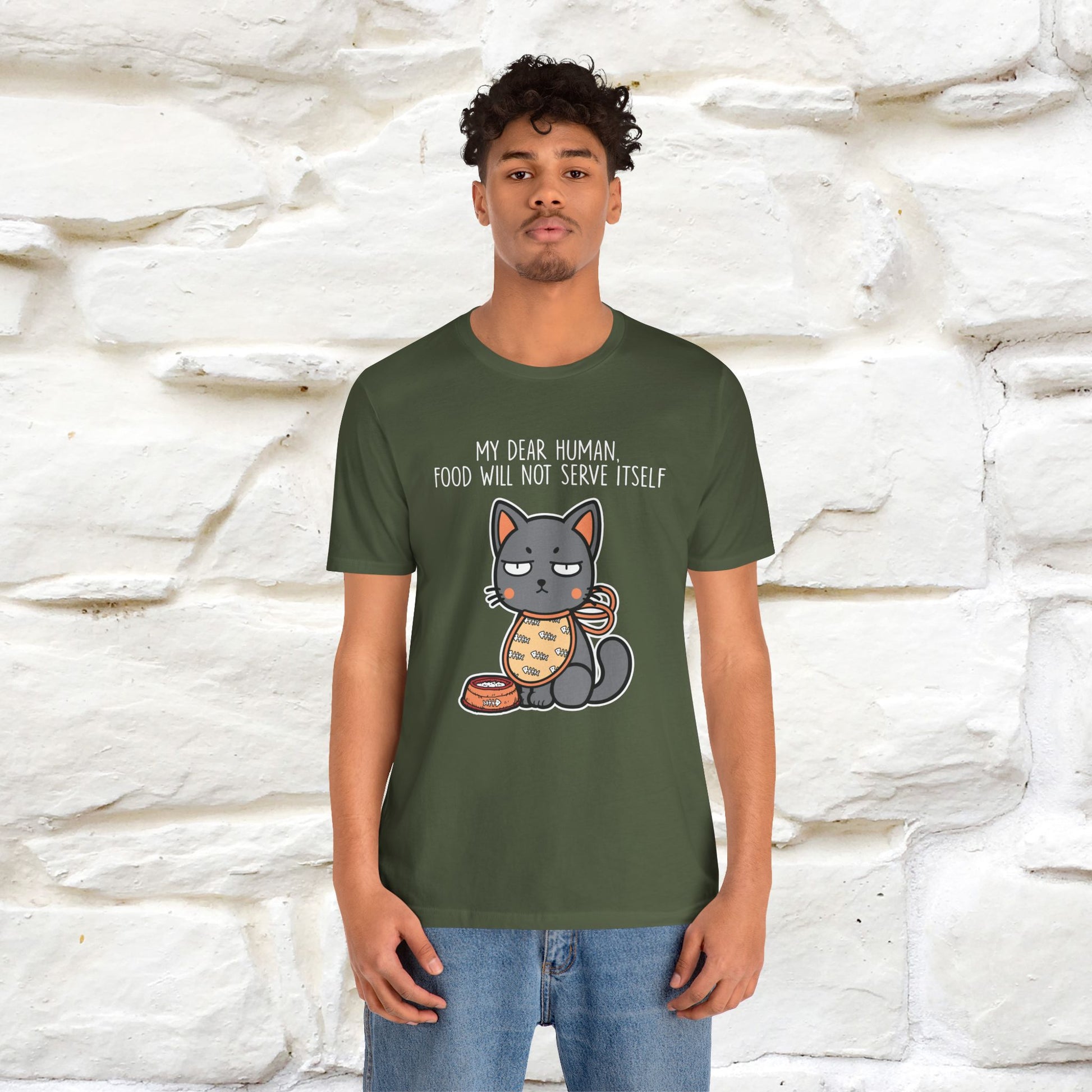 "Dear Human, Food Will Not Serve Itself" |Cat T-Shirt | Nunu&Miao Studio - Nunu&Miao Studio