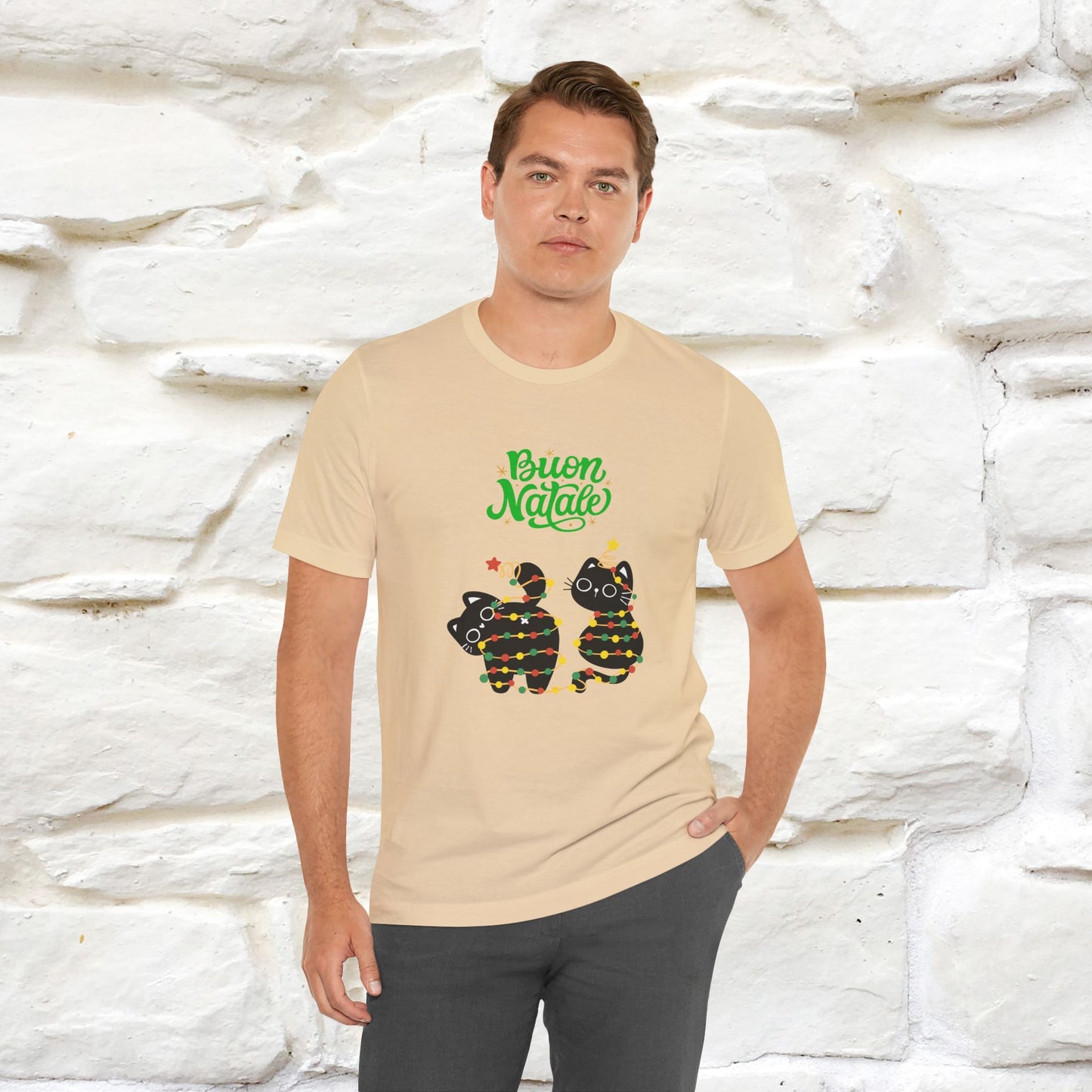 "Buon Natale" Cat T-shirt for Men & Women | 100% Cotton* | Festive Cat Lover Tee