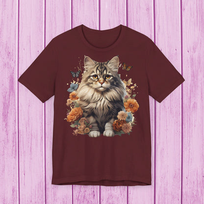 ''Floral Feline Fantasy'' Cat T-shirt for Women 100% Cotton*