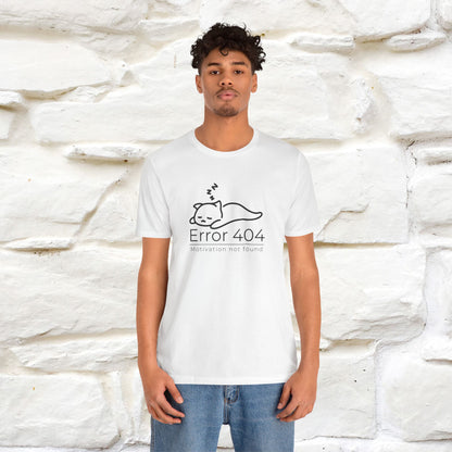 ''Error 404 Motivation Not Found'' Cat T-Shirt Front and Back Design | Nunu&Miao Studio
