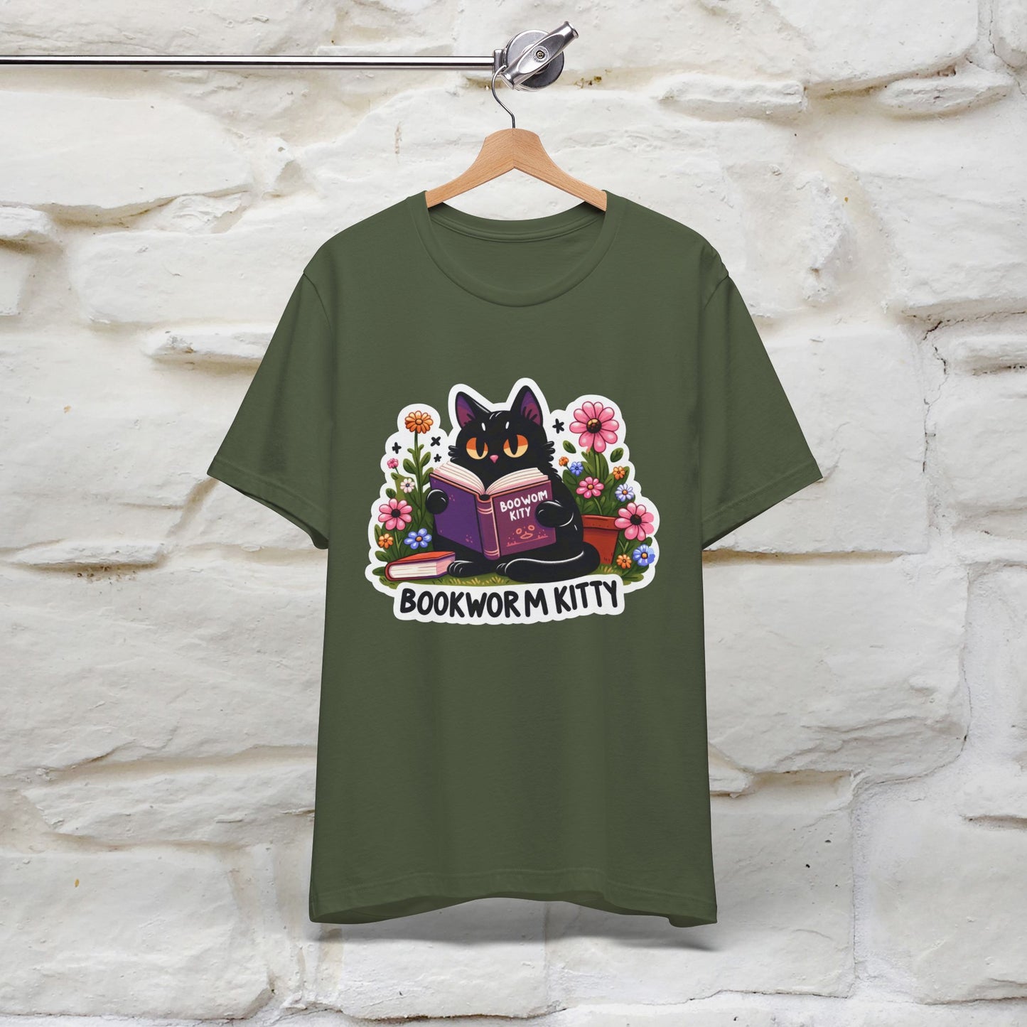 "Bookworm Kitty" Cat T-Shirt for Women | 100% Cotton* | Book Lover Tee