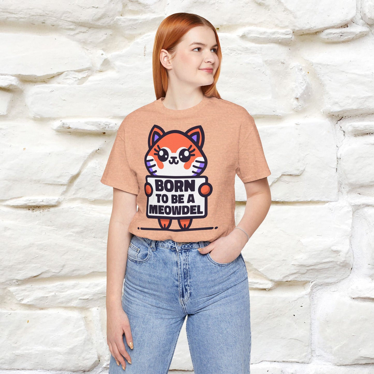 ''Born To Be A Meowdel''  Cat T-shirt for Women 100% Cotton* - Nunu&Miao Studio