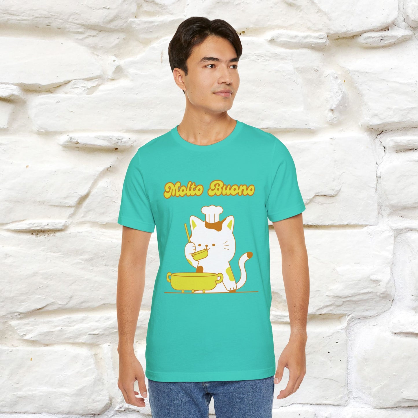 “Molto Buono Cat T-Shirt | Italian-Inspired Cat Shirt for Men & Women | 100% Cotton”