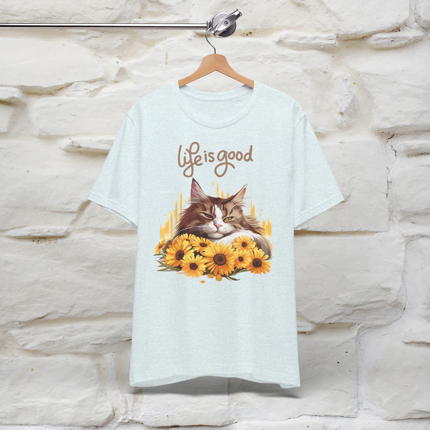 ''Life Is Good'' Cat T-shirt for Women 100% Cotton* - Nunu&Miao Studio