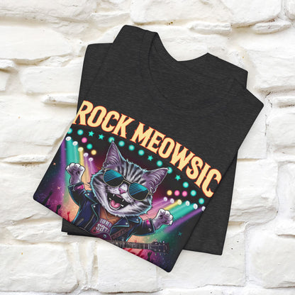 Rock Meowsic Catitude On Stage T-Shirt | Rocker Cat Tee for Men & Women | 100% Cotton*