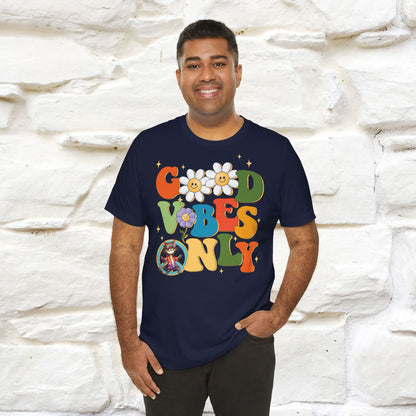 Good Vibes Only Cat T-Shirt for Men & Women | 100% Cotton* Positive Cat Lover Tee