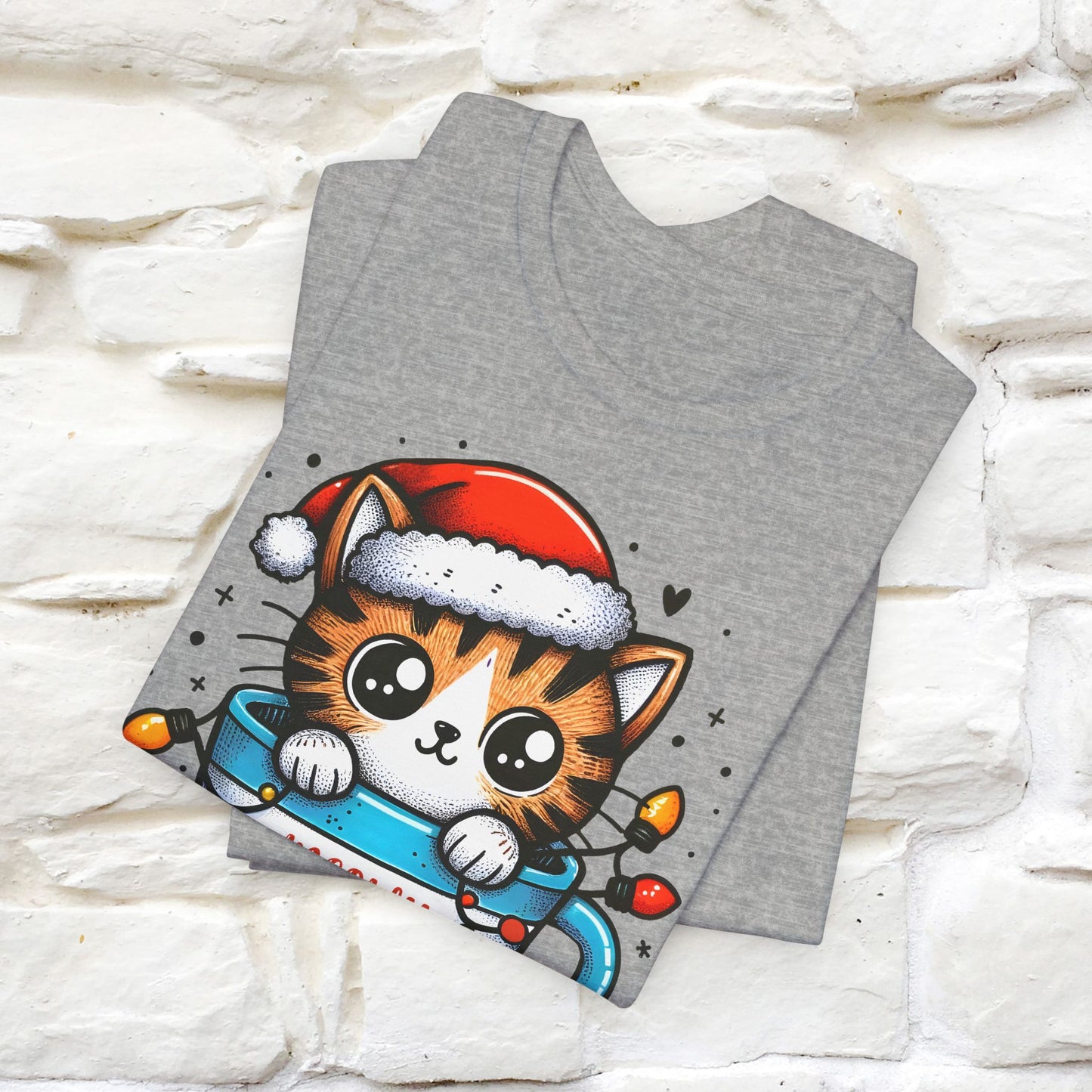 Meowy Catmas T-Shirt | Festive Cat Christmas Shirt for Men & Women | 100% Cotton