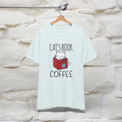 "Cat's Book Coffee" Cat T-Shirt for Men & Women | 100% Cotton* | Cozy Vibes for Book & Cat Lovers