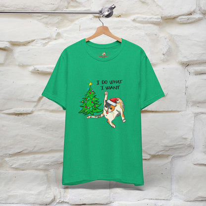 I Do What I want Funny T-Shirt | Festive Cat Christmas Shirt for Men & Women | 100% Cotton*