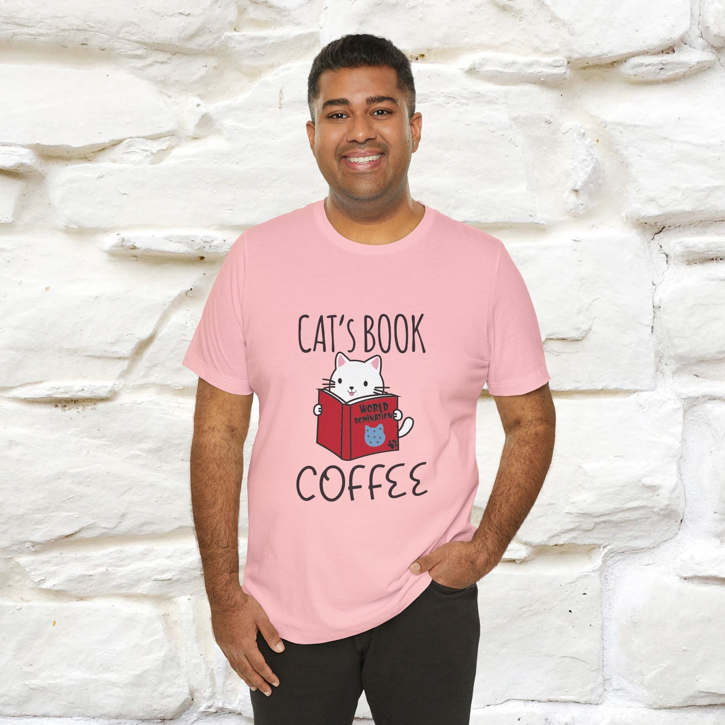 "Cat's Book Coffee" Cat T-Shirt for Men & Women | 100% Cotton* | Cozy Vibes for Book & Cat Lovers