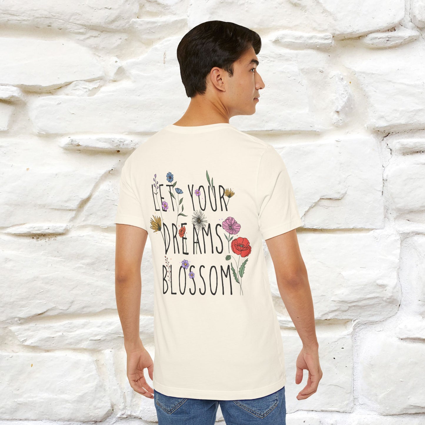 "Let Your Dreams Blossom'' Cat T-Shirt Front and Back Design | Nunu&Miao Studio
