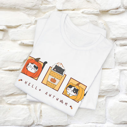 "Hello Autumn" Cat T-Shirt for Men & Women | 100% Cotton* | Seasonal Feline Fashion